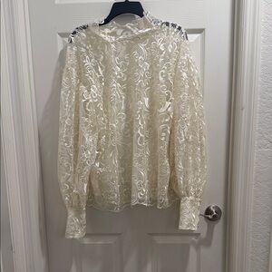 Eloquii Cream Lace Blouse